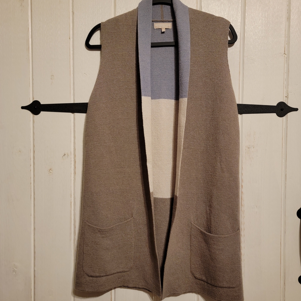 Benedetta B Long Knit Cardigan Vest Brown Wool Cashmere Cozy Layering Size S